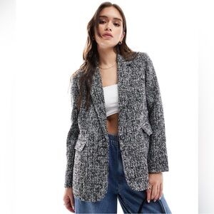 NWT Abercrombie & Fitch Black and Gray Tweed Blazer